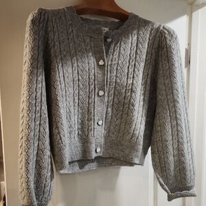 CeCe Gray Cable Knit Cardigan